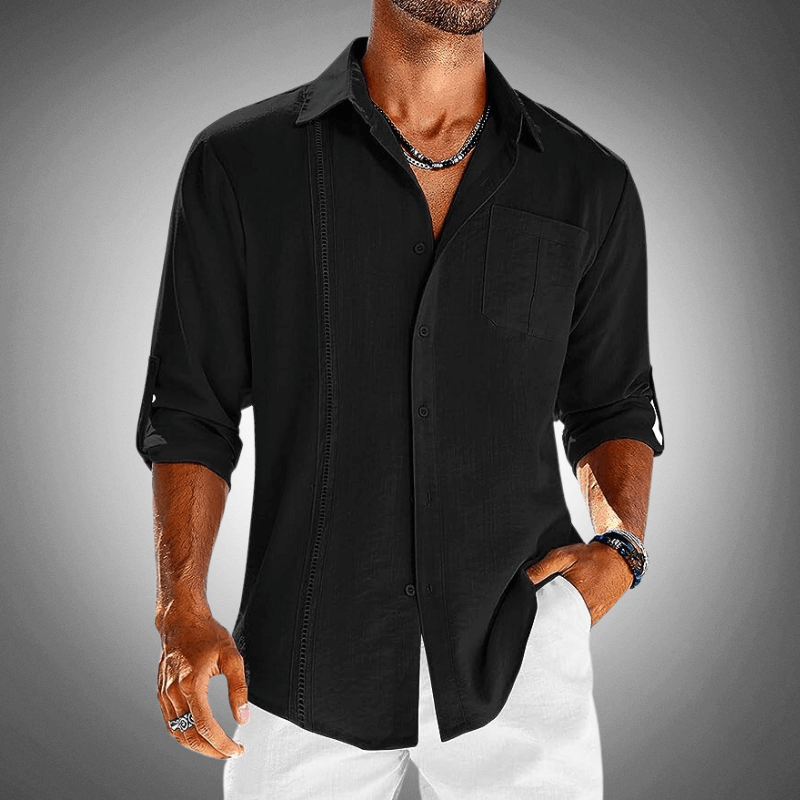 Men's Casual Long-Sleeve Shirt: Breathable Cotton Blend