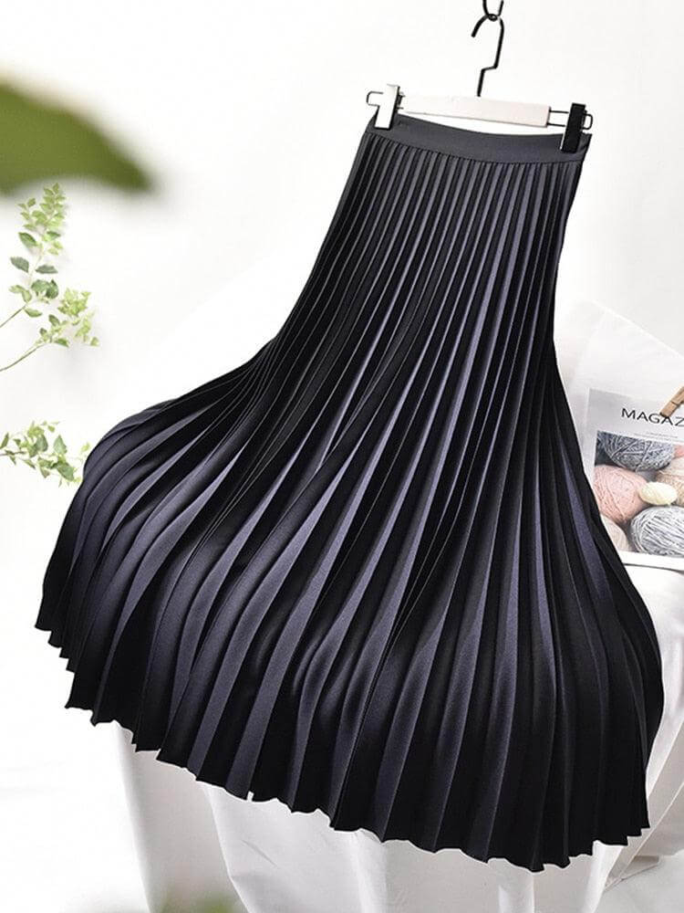 Women's High-Waisted Pleated Midi Skirt