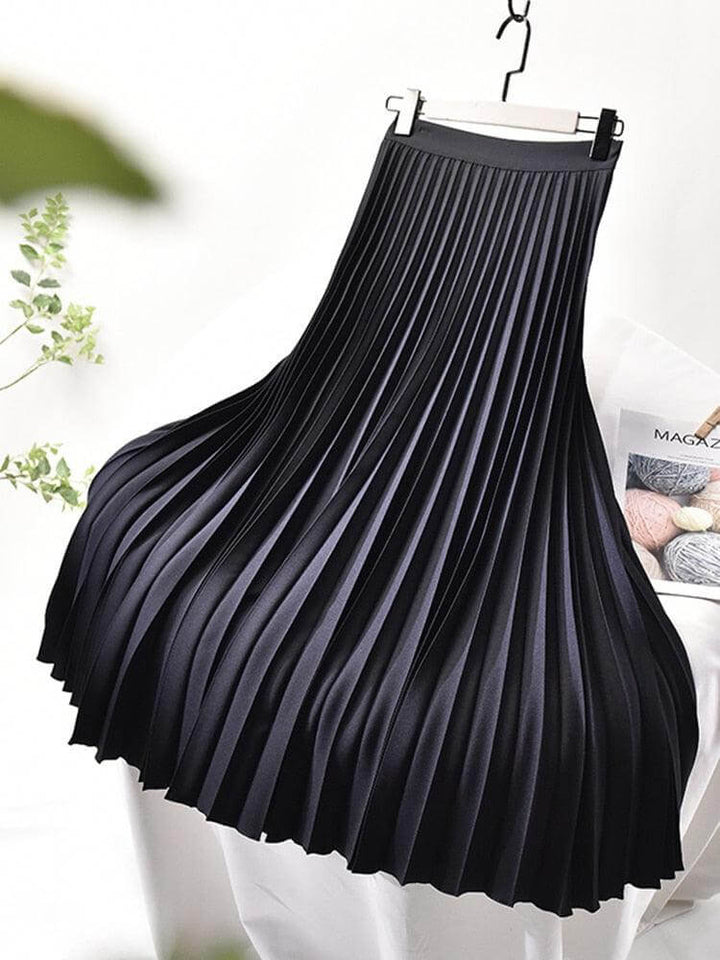 Women's High-Waisted Pleated Midi Skirt