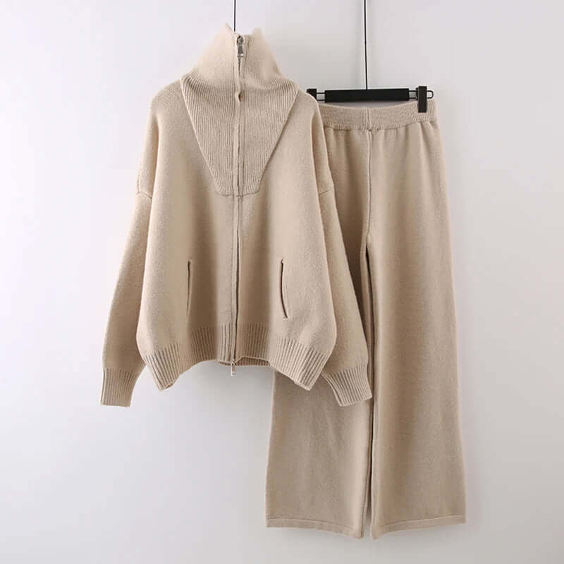 Women's Cozy High-Collar Knitted Set