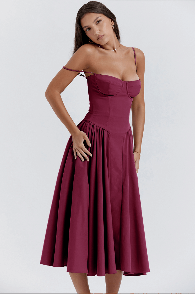Women's Sleeveless Corset Midi Dress