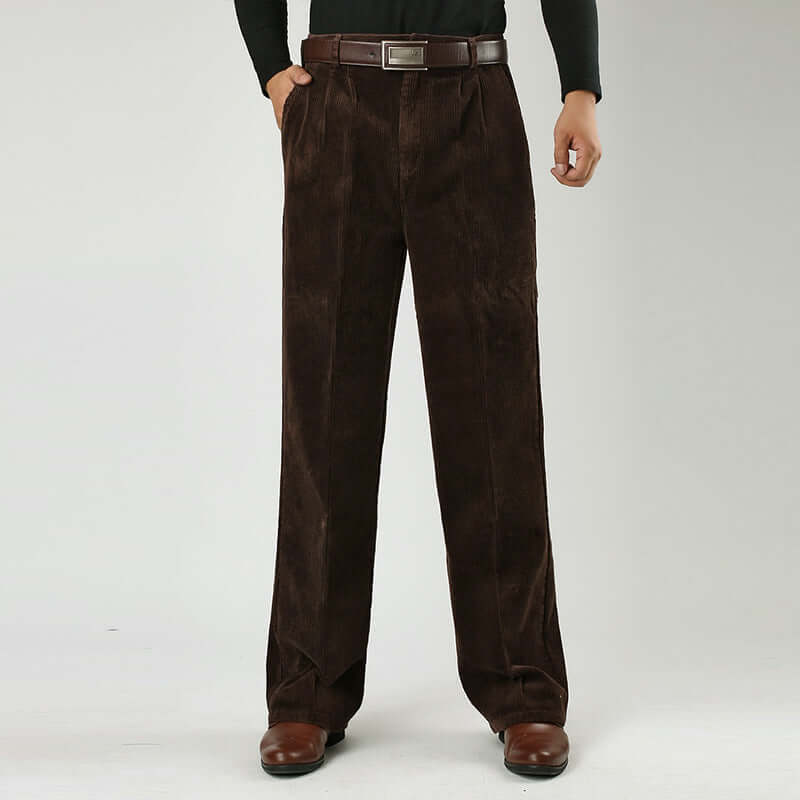 Men's Classic Fit Corduroy Trousers with Belt Loops