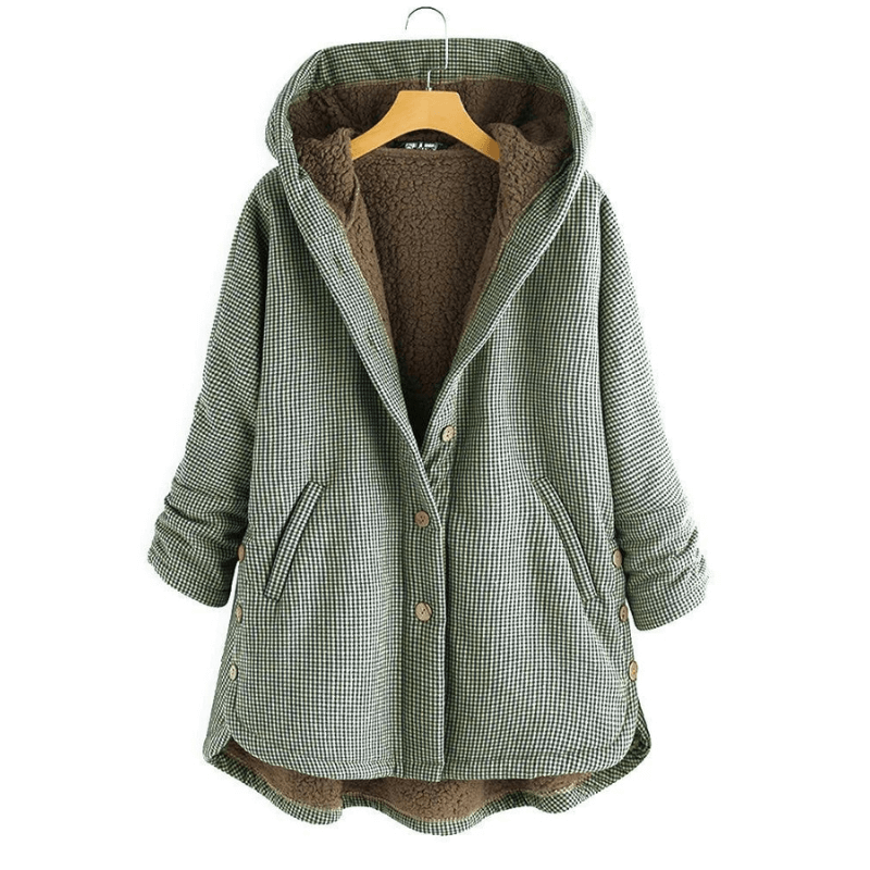 Women's Checked Hooded Coat