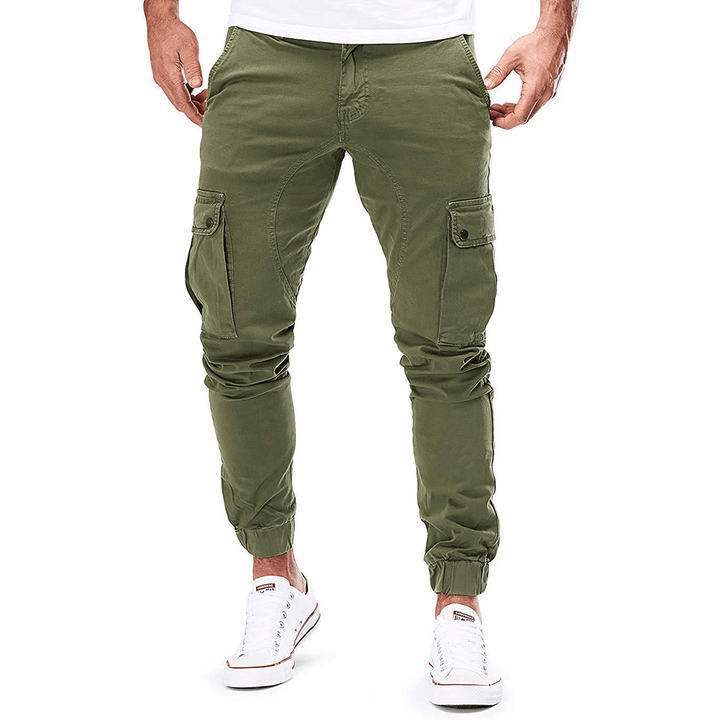 Men's Multi-Pocket Stretch Cargo Pants: Slim Fit, Breathable Trousers