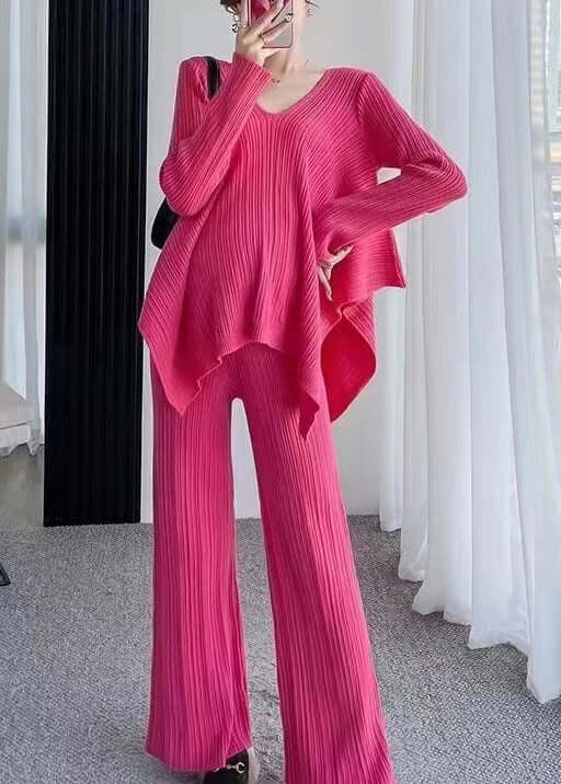 Women's Loose Asymmetrical Patchwork Cotton Two-Piece Set