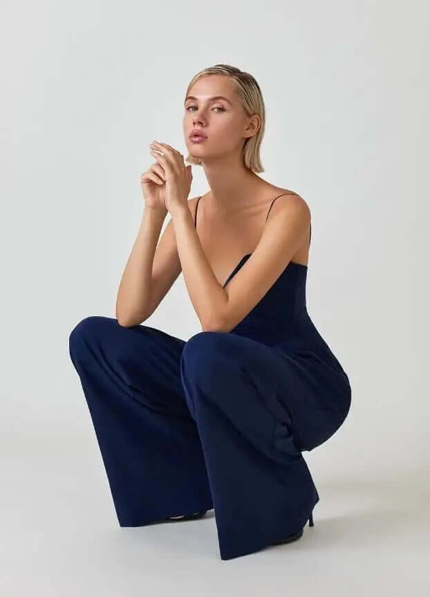Women's Elegant Sleeveless Wide-Leg Jumpsuit