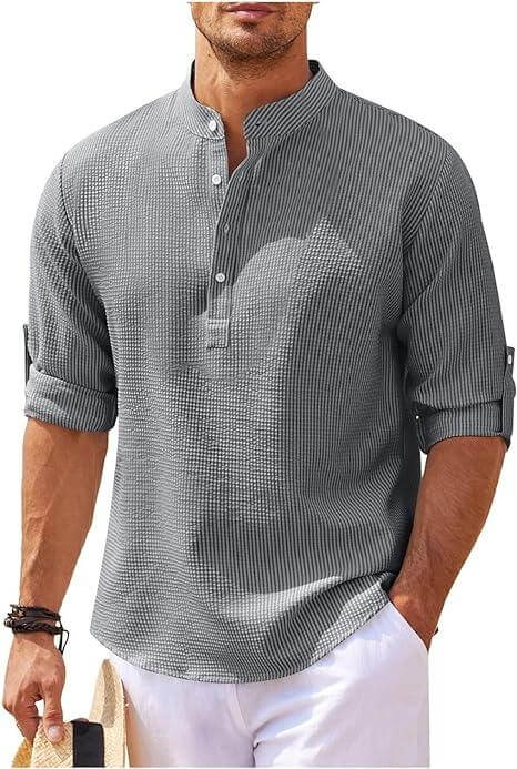 Men's Relaxed Fit Long Sleeve Henley Shirt