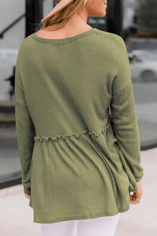 Women's Casual V-Neck Top with Buckle Detail