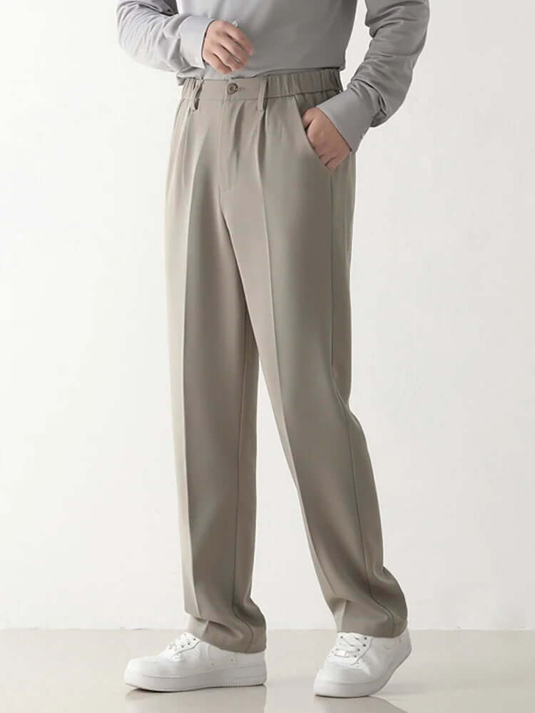 Men's Draped Formal Trousers: Relaxed Fit Tailored Pants