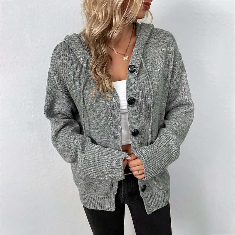 Women's Hooded Knitted Cardigan - Cozy & Warm