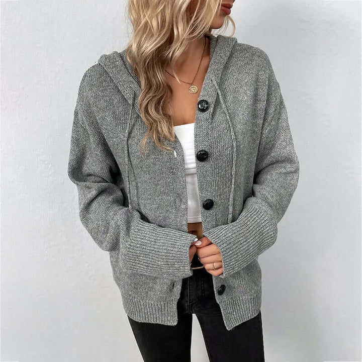 Women's Hooded Knitted Cardigan - Cozy & Warm