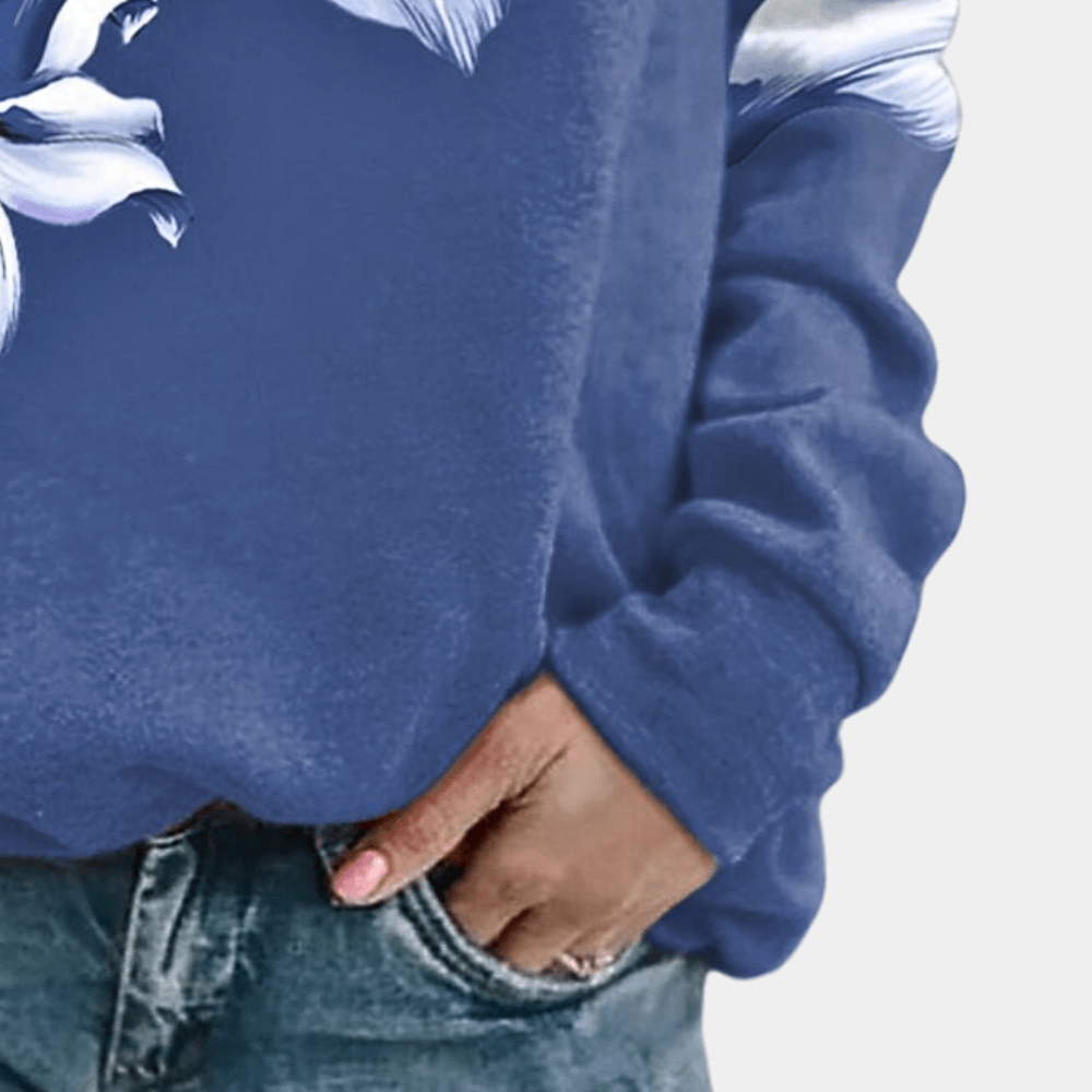 Women's Relaxed Fit Floral Print Long Sleeve Sweatshirt