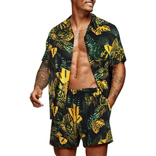 Men's Summer Two-Piece Set: Relaxed Fit Shirt & Shorts