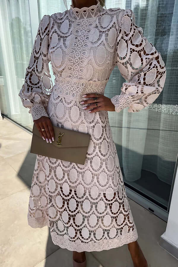 Elegant Lace Midi Dress: Women's Sleeveless Floral Dress