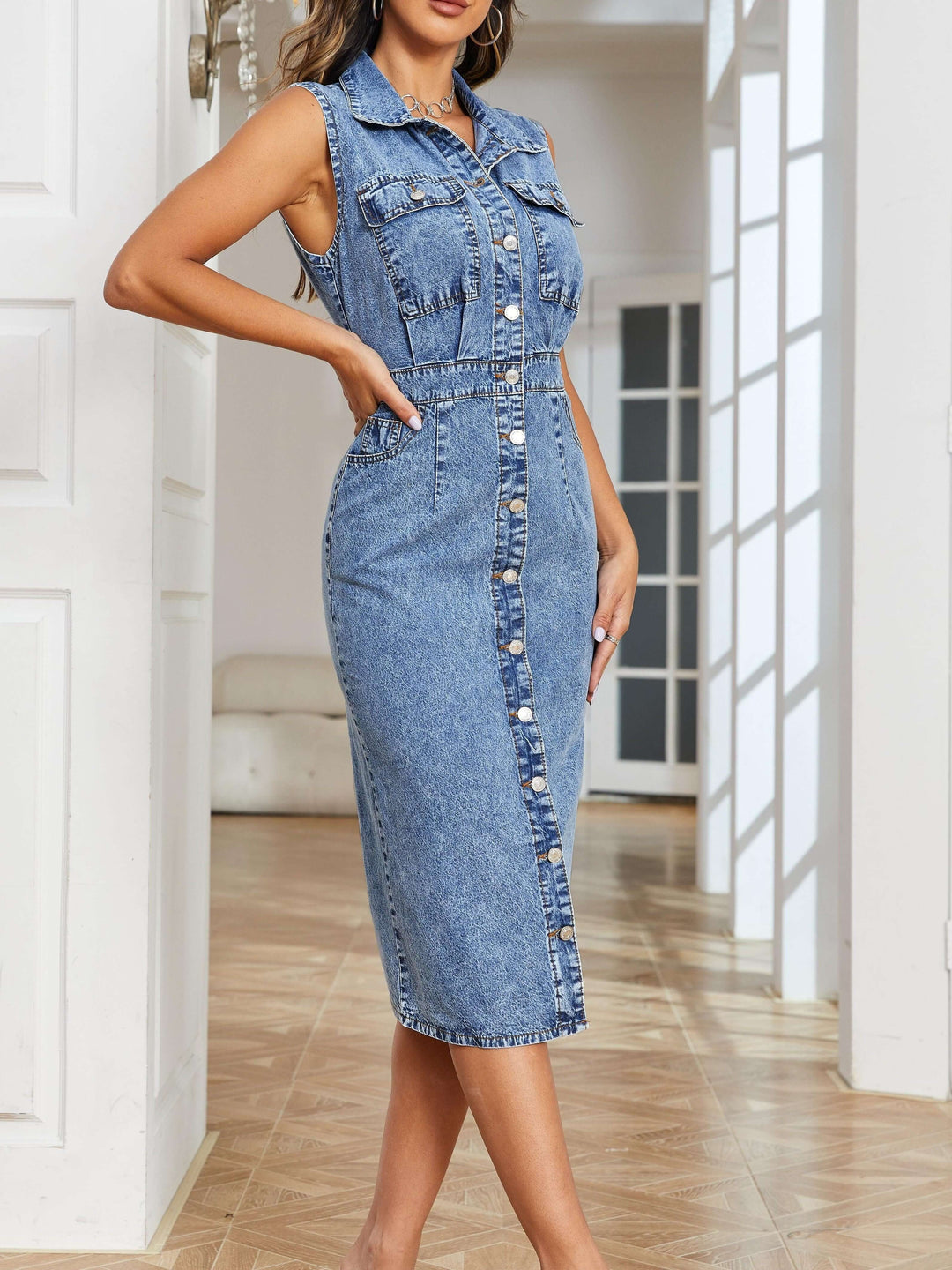 Slim Fit Denim Dress: Sustainable Stretch Dress