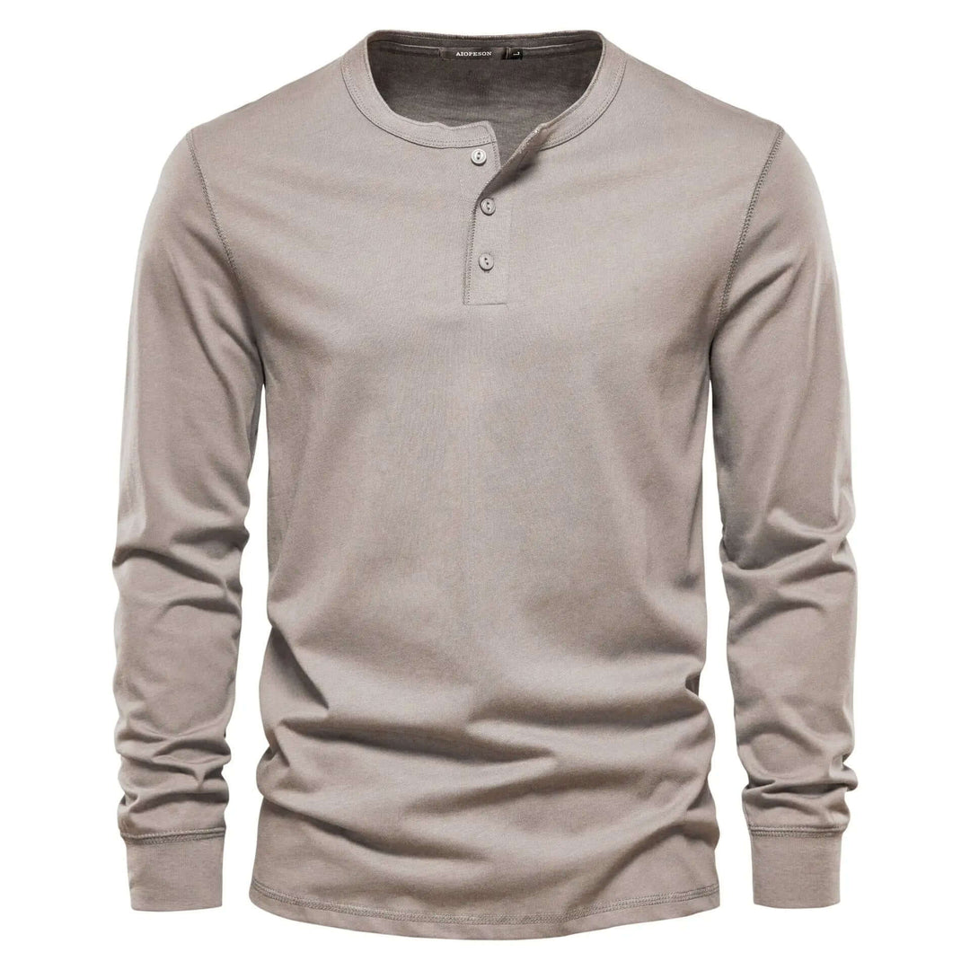 Men's Long Sleeve Collarless T-Shirt: Casual Comfort & Style
