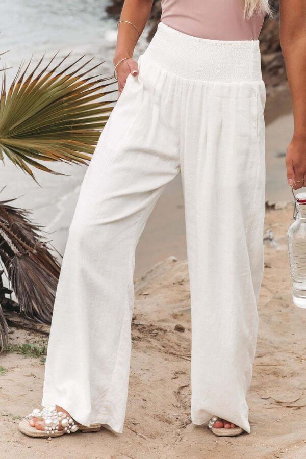 Women's Wide Leg Elastic Waist Casual Pants