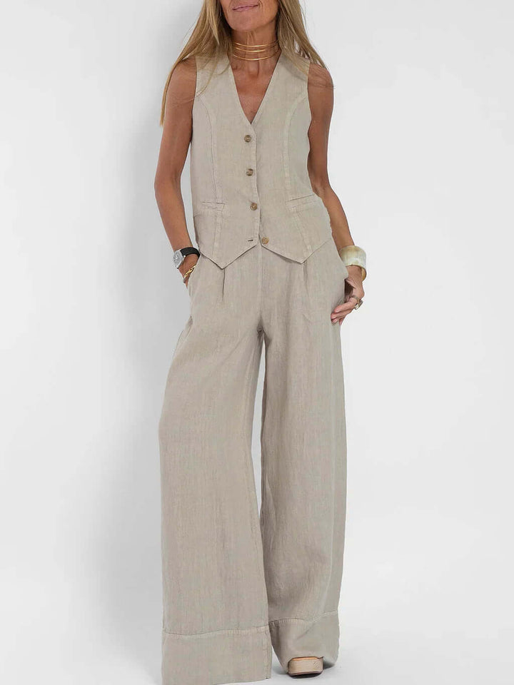 Women's Linen Two-Piece Vest Set: Summer Outfit