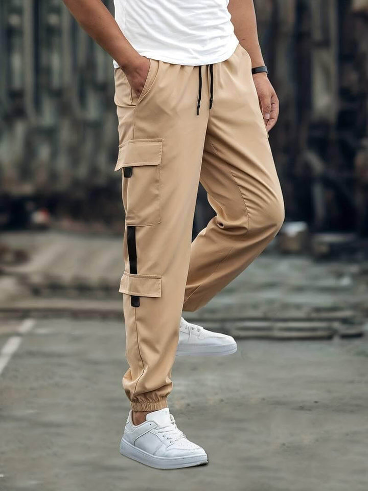 Men's Relaxed Fit Cargo Joggers with Multiple Pockets