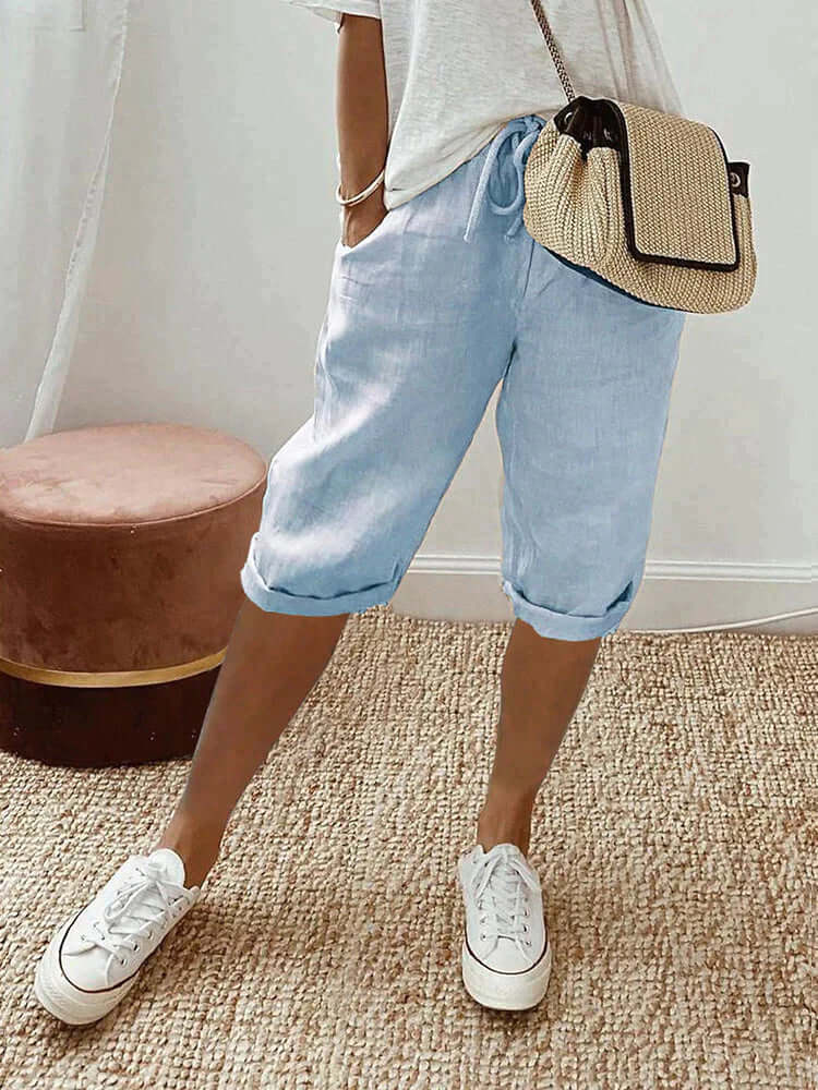 Women's Relaxed Fit Knee-Length Drawstring Pants