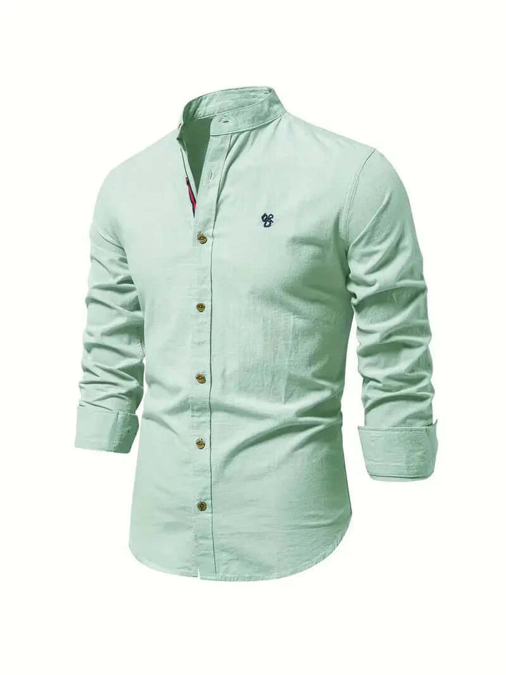 Men's Slim Fit Mandarin Collar Long Sleeve Shirt