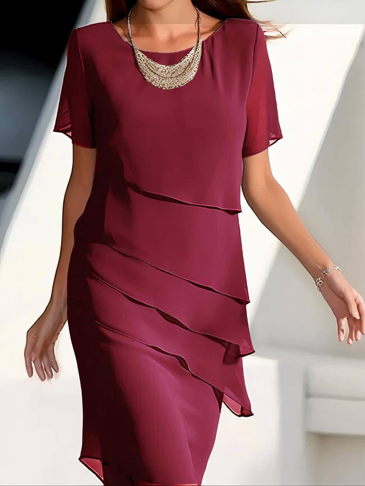 Elegant Chiffon Pleated Midi Dress