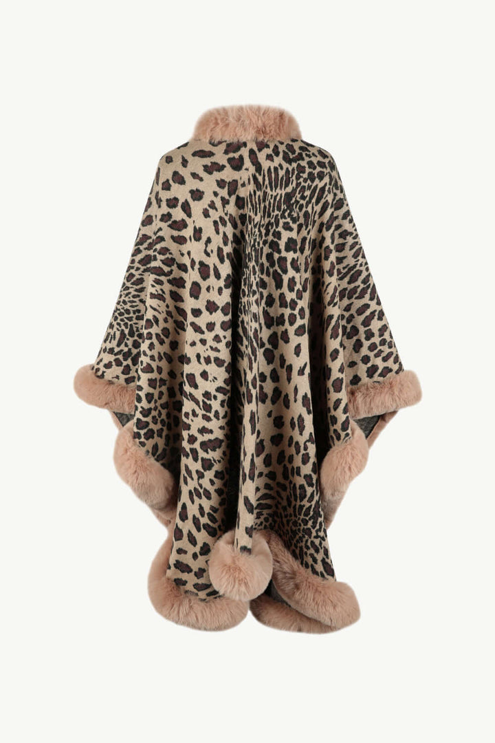 Women's Leopard Print Open Poncho - Stylish & Comfortable