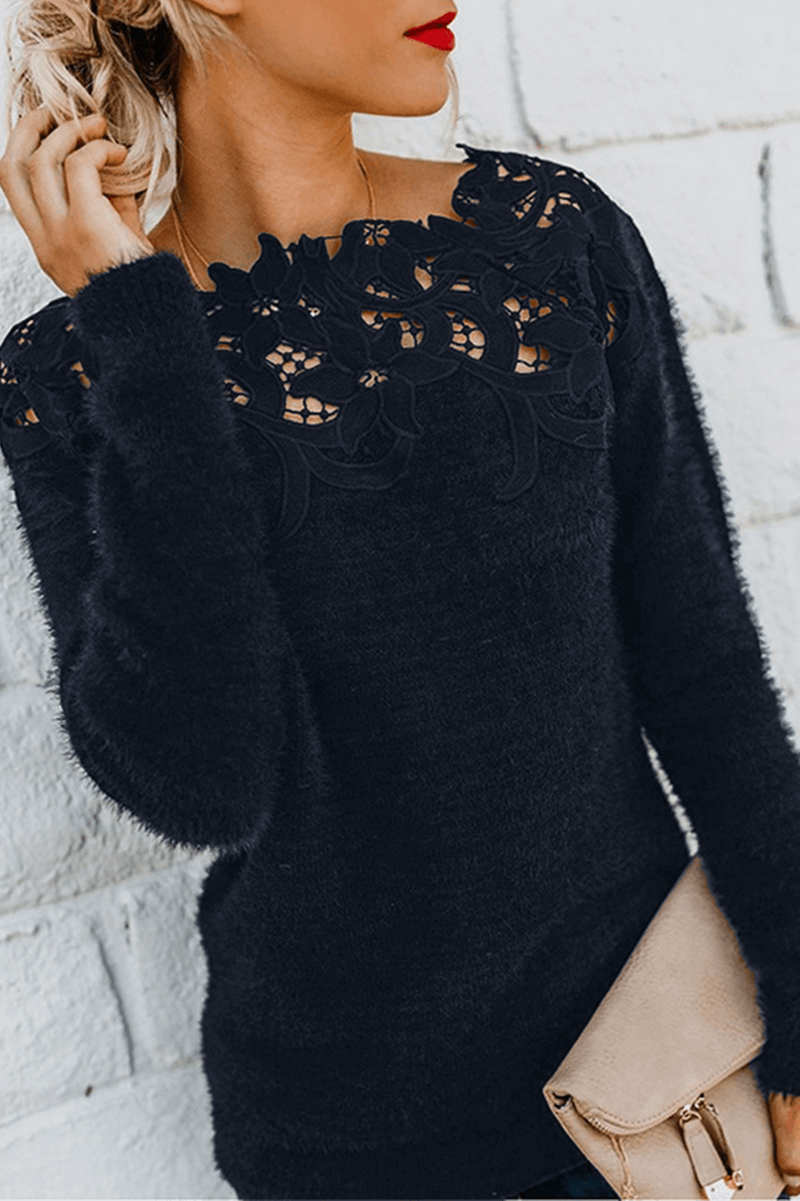 Women's Elegant Lace Long-Sleeve Sweater