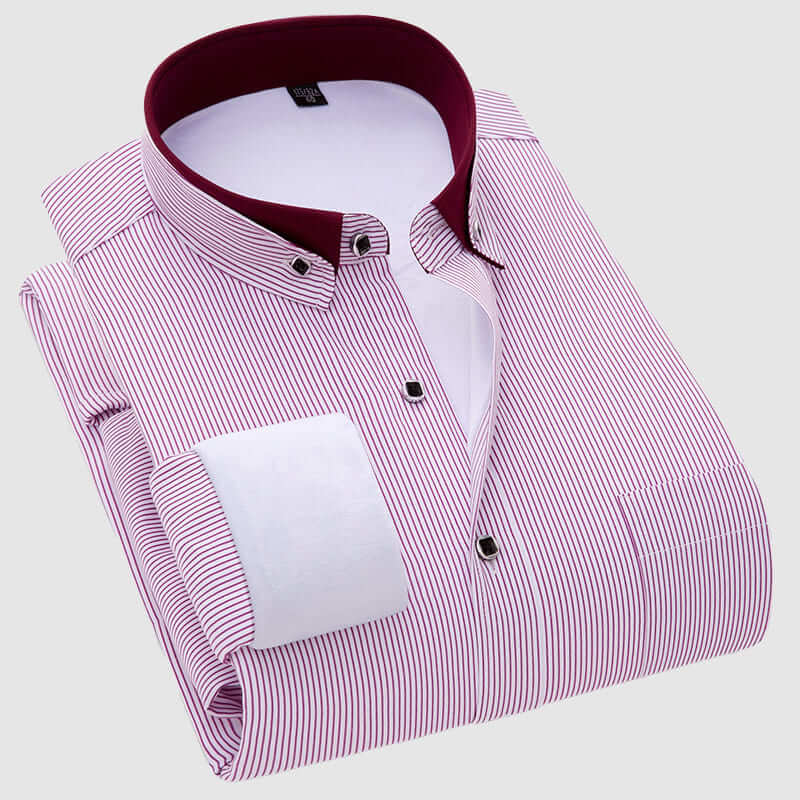 Men's Long Sleeve Double Layer Velvet Casual Shirt