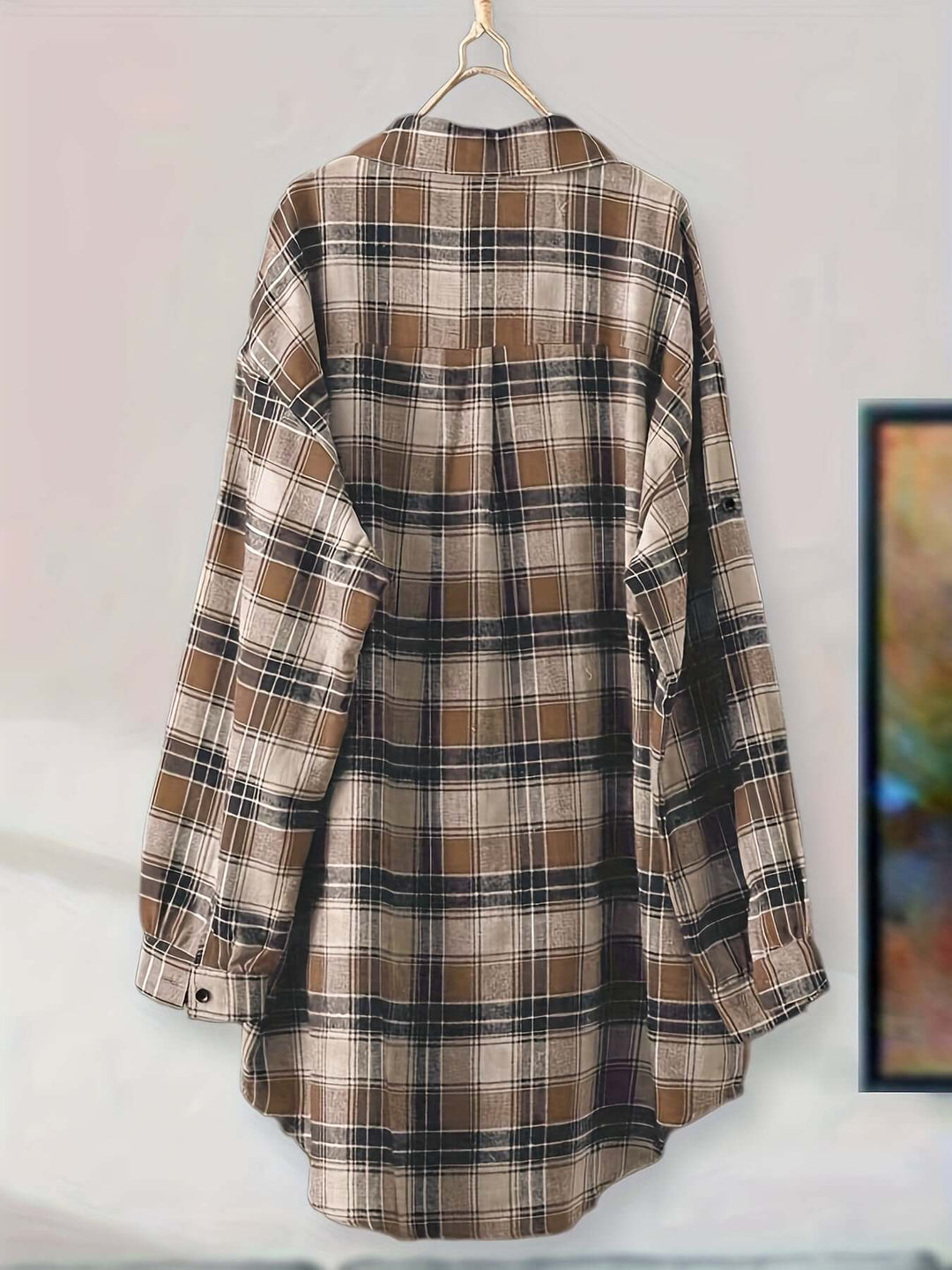 Women's Longline Plaid Button-Up Shirt