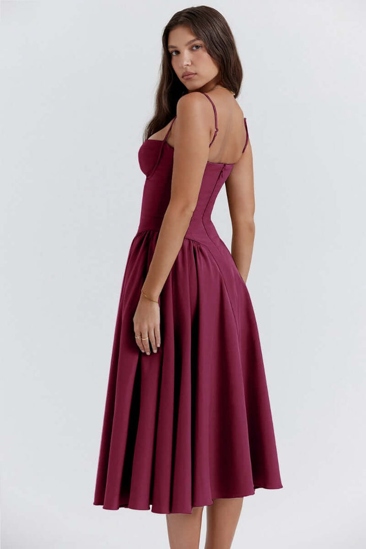 Women's Sleeveless Corset Midi Dress