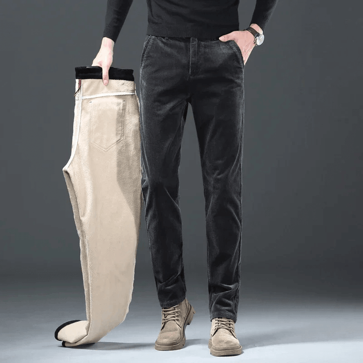 Men's Warm Fleece-Lined Corduroy Trousers