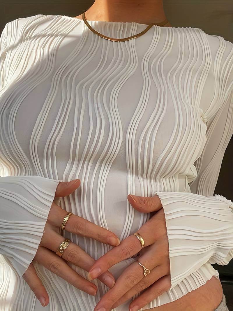 Women's Long Sleeve Crop Blouse Top