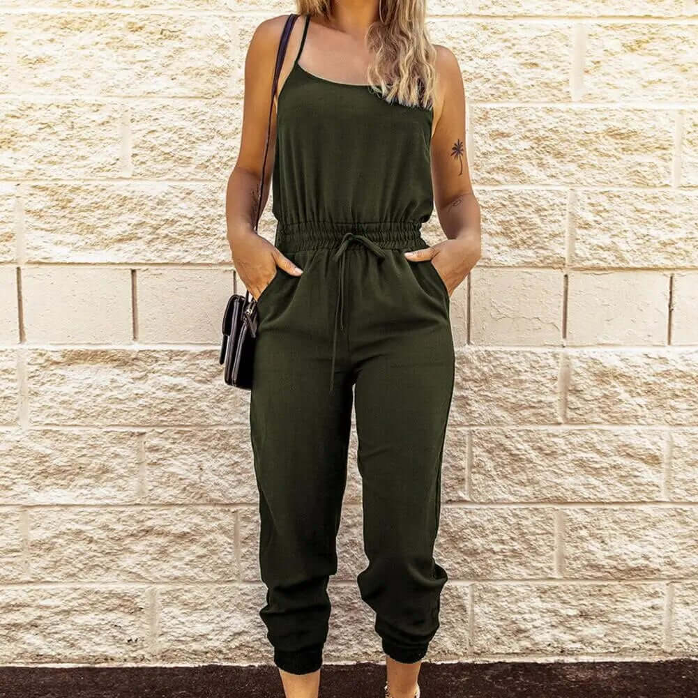 Women's Casual Sleeveless Wide-Leg Jumpsuit
