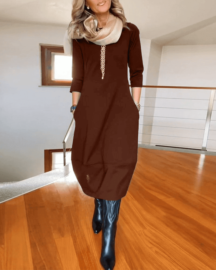 Elegant Pleated Midi Dress for Women