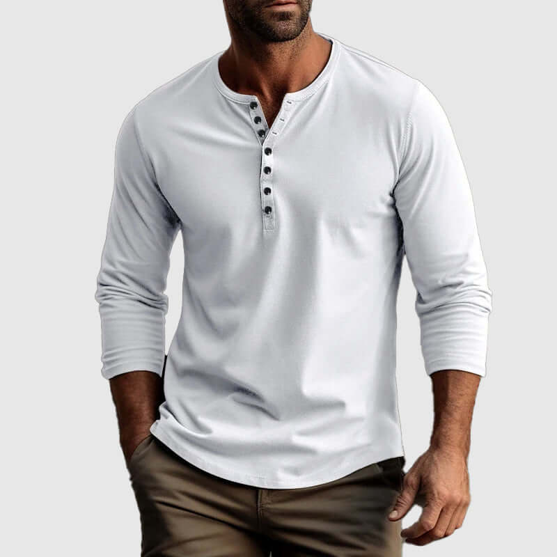 Men's Casual Long-Sleeve Henley Shirt