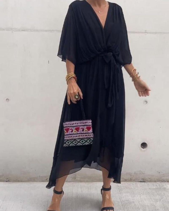 Women's Flowy Wrap Midi Dress