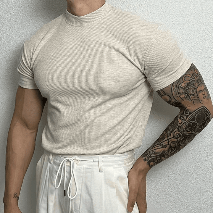 Men's Short Sleeve Ribbed Knit Top