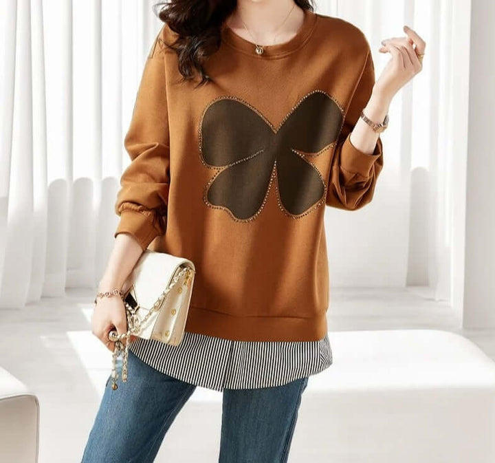 Women's Rhinestone Detail Round Neck Jumper