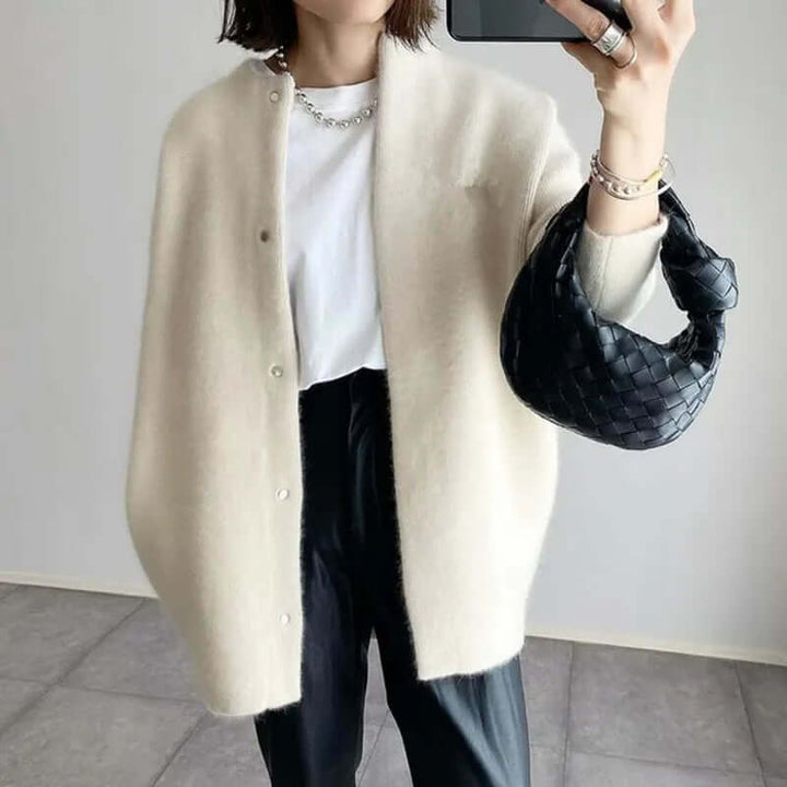 Women's Relaxed Knit Cardigan with Button Closure