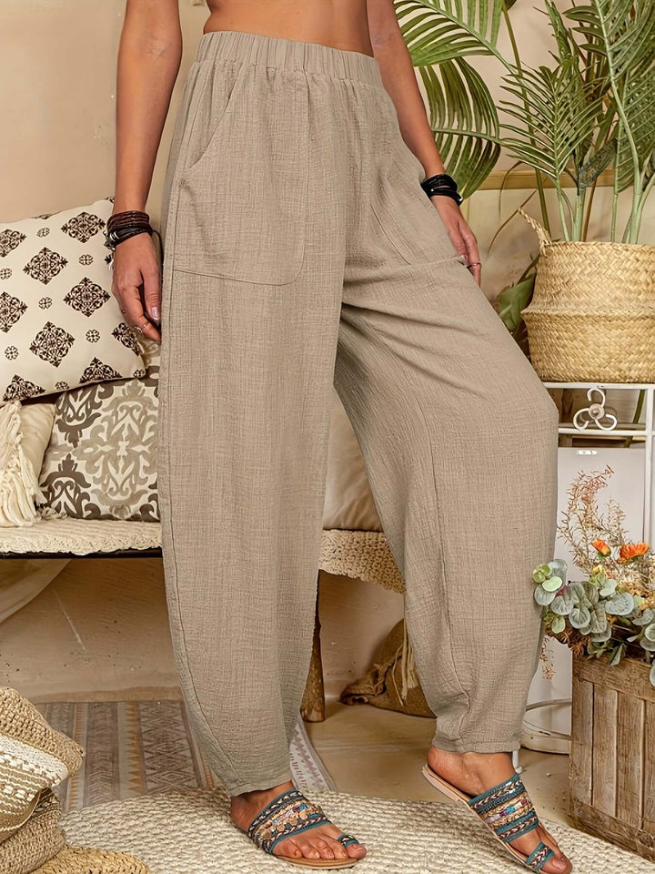 Women's Relaxed Fit Linen Pants with Pockets