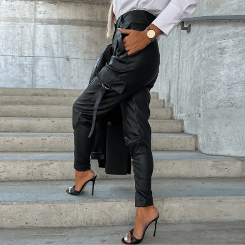 Women's PU Leather Cargo Pants: Trendy, Stylish & Comfortable