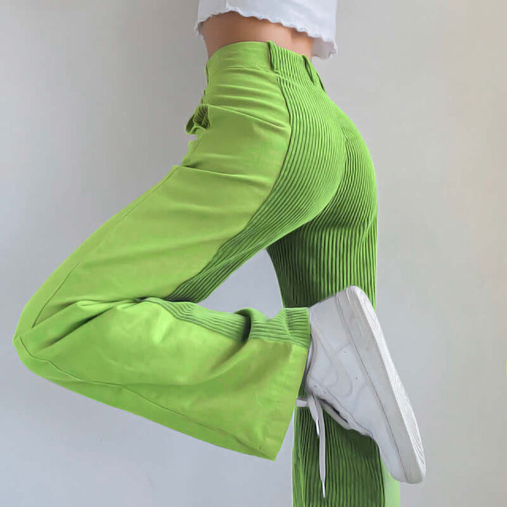Women's High-Waisted Flared Corduroy Trousers