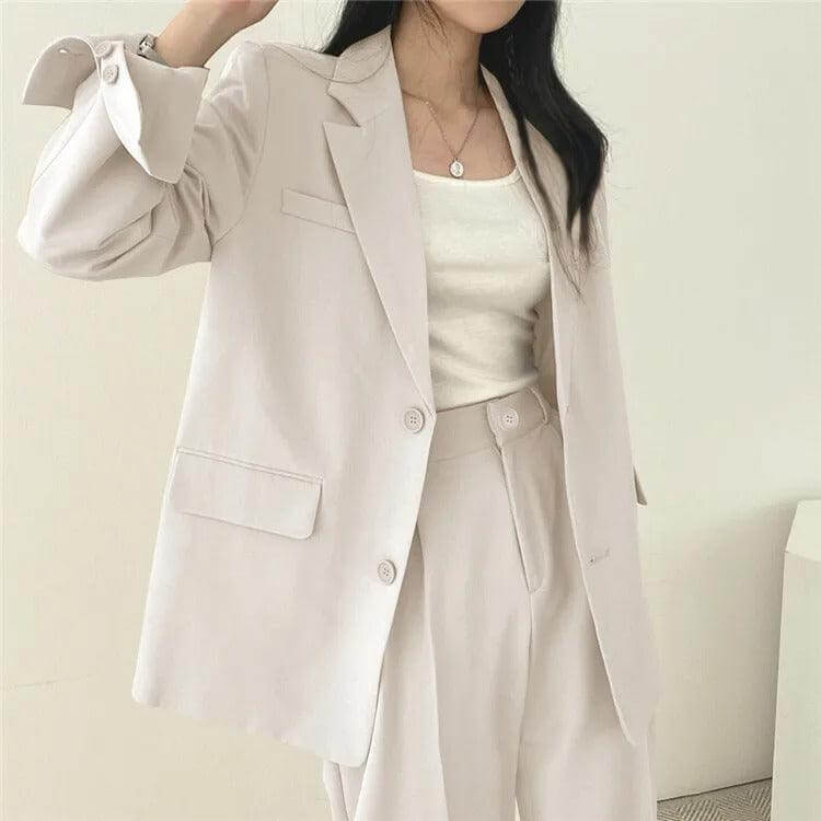 Women's Smart Casual Suit: Oversized Blazer & High-Waisted Trousers
