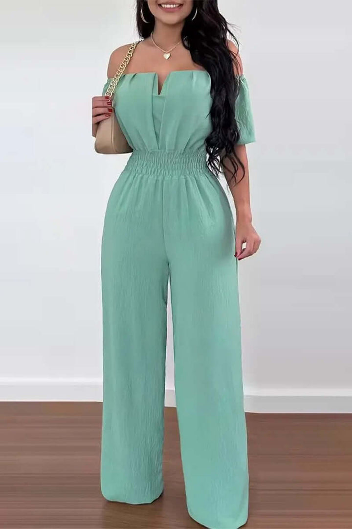 Women's Short Sleeve Off-Shoulder Jumpsuit: Summer Style