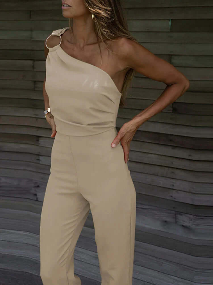Elegant One-Shoulder Sleeveless Jumpsuit