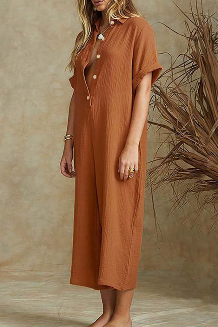 Women's Relaxed Fit Notch Collar Jumpsuit