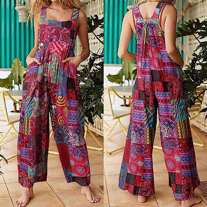 Women's Wide Leg Sleeveless Jumpsuit, Casual Summer Boho Style
