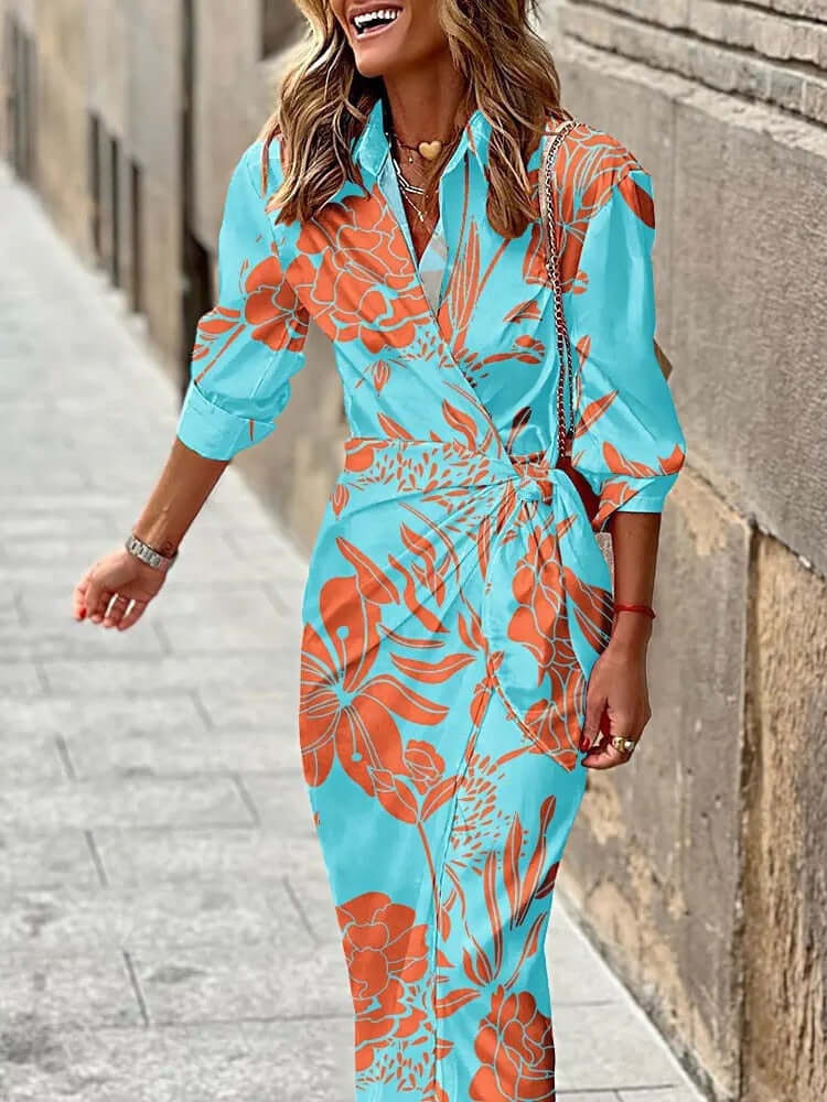 Women's Summer Wrap Midi Dress