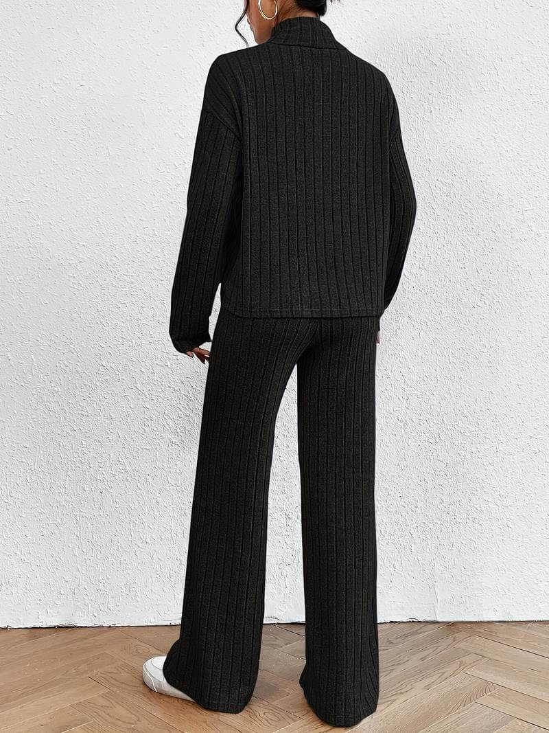 Women's Cozy Turtleneck Sweater & Wide-Leg Pant Set